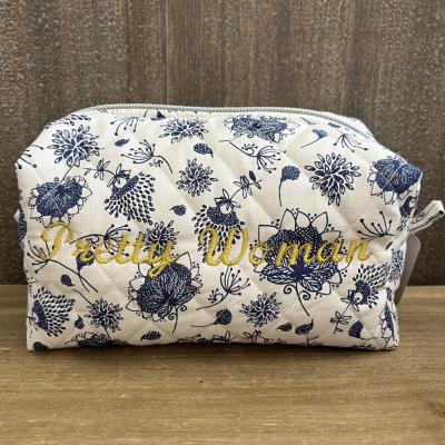 Trousse Bleu / Blanc (M) - Pretty Woman - Cousu à la main en France