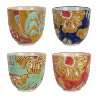 Lot 4 tasses flaura multicolore 15cl gres 01