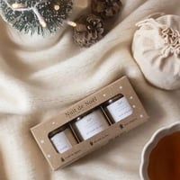 Offret nuit de noe l 3 bougies artisanales parfume es a la cire de soja naturelle fore t de sapins au coin du feu et pain d e pices 2