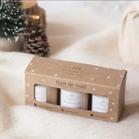 Offret nuit de noe l 3 bougies artisanales parfume es a la cire de soja naturelle fore t de sapins au coin du feu et pain d e pices 
