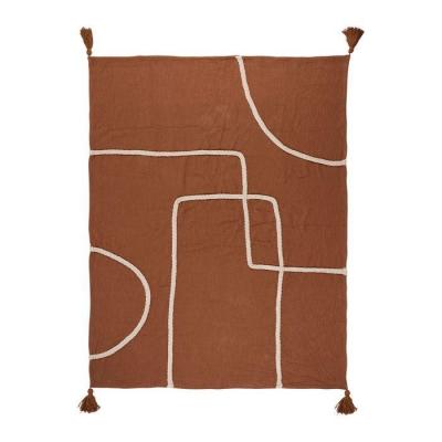 Plaid tressé ORGANIC - Terracotta / Ecru - 170 x 130 cm