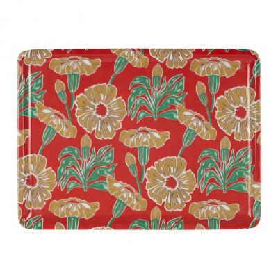 Plateau flaural me tal e maille rouge et moutarde vert 40x30cm 01