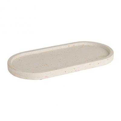Plateau ovale organic ecru ciment 03