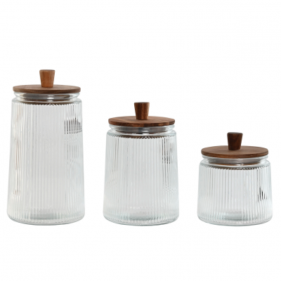 Pot de conservation en verre et couvercle acacia 01