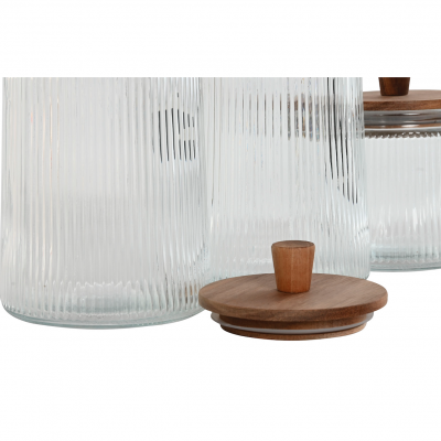 Pot de conservation en verre et couvercle acacia 01