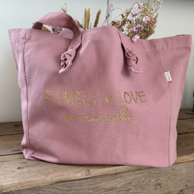 Sac cabas rose blush family love en vadrouille