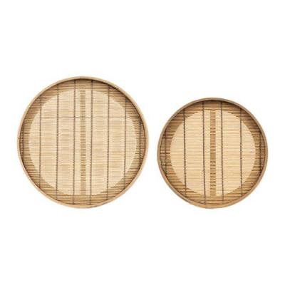 Plateau rond bois et bambou