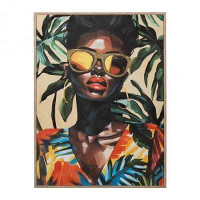 Tableau cadre vencia multicolore et dore 52x72cm 01