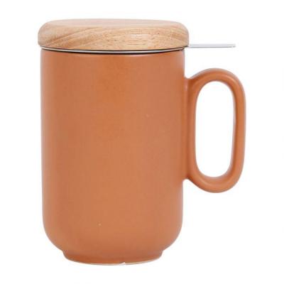 Tisanière grès Terracotta et couvercle en bambou - 50 cl