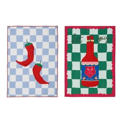 Torchon x2 piment rouge bleu ciel vert 50x70cm 79995 79995 deb web