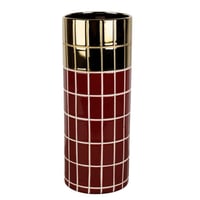 Vase cylindre karoz bordeaux dore d11 5xh30cm 79715 79715 deb web