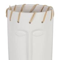 Vase / Cache pot visage en dolomite - Ecru