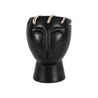 Vase / Cache pot visage en dolomite - Noir