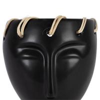 Vase / Cache pot visage en dolomite - Noir